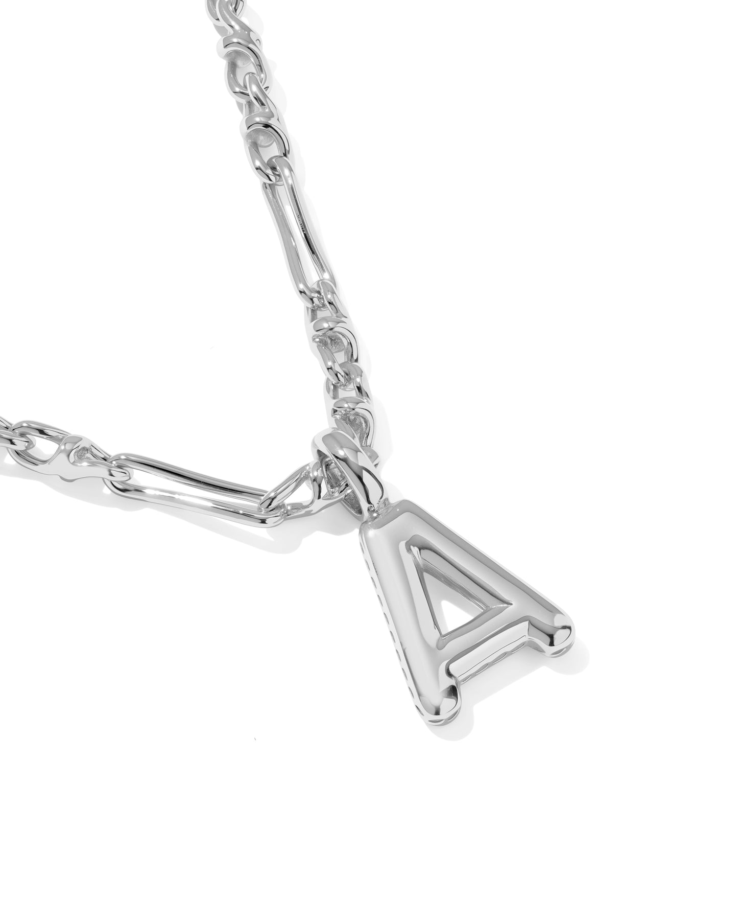 Kendra Scott BUBBLE LETTER SHORT PENDANT NECKLACE SILVER (Multiple Letters)