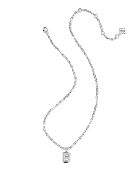 Kendra Scott BUBBLE LETTER SHORT PENDANT NECKLACE SILVER (Multiple Letters)
