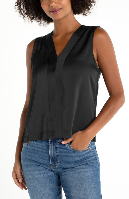 Liverpool SLEEVELESS V NECK WOVEN TOP (Whipped Cream or Black)