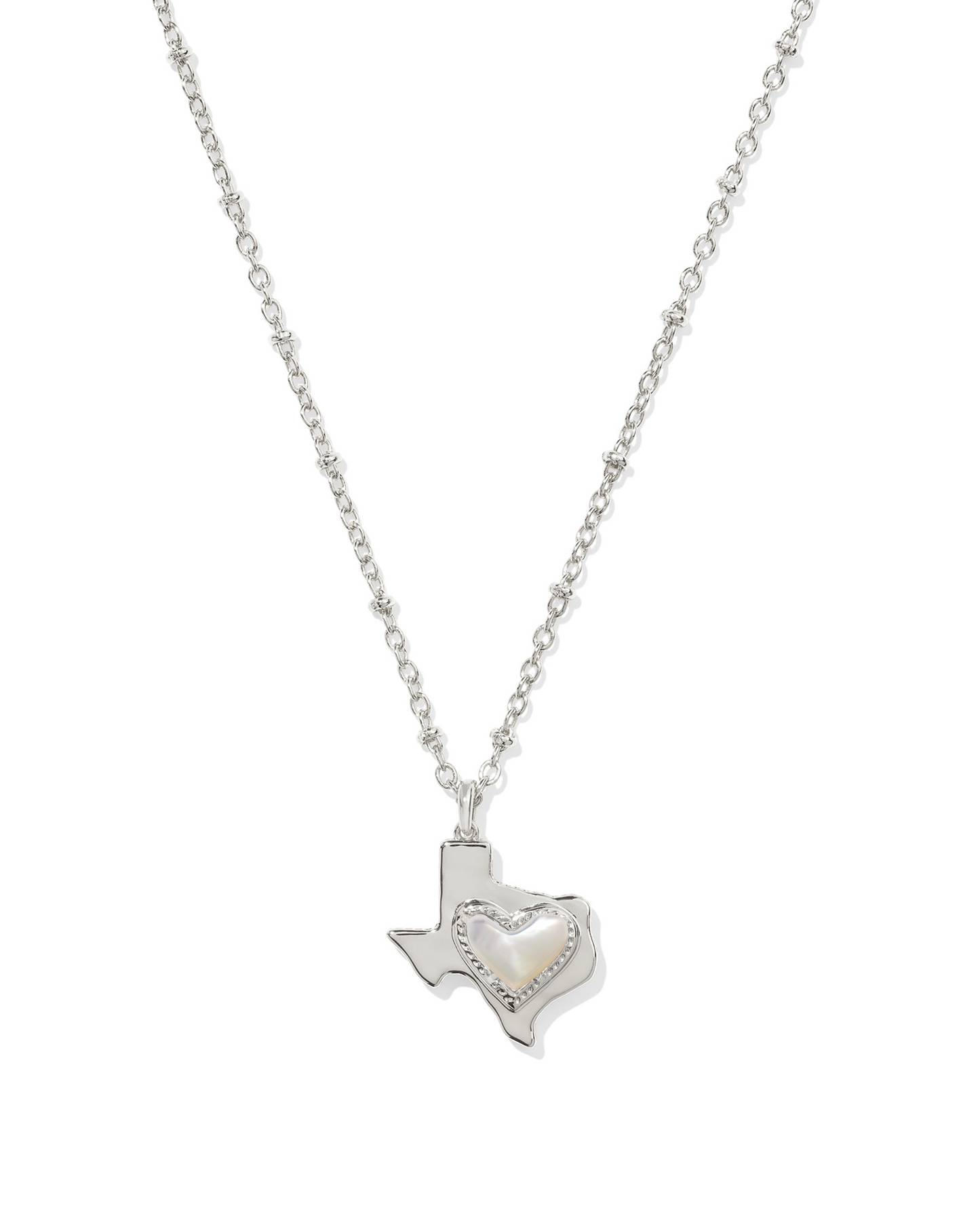 Kendra Scott ARI HEART TEXAS SHORT PENDANT NECKLACE SILVER IVORY MOTHER OF PEARL