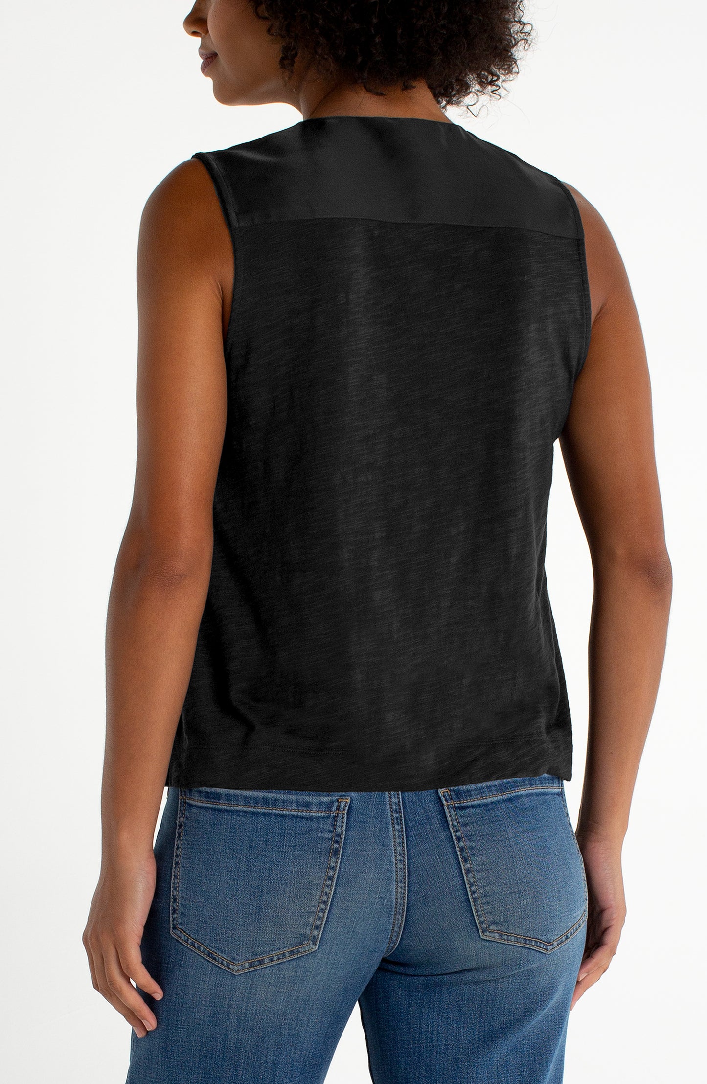 Liverpool SLEEVELESS V NECK WOVEN TOP (Whipped Cream or Black)