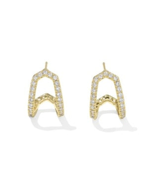 Kendra Scott DAPHNE PAVE HUGGIE EARRINGS GOLD WHITE CZ