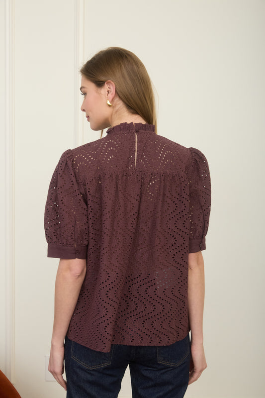 Burgundy Eyelet Blouse