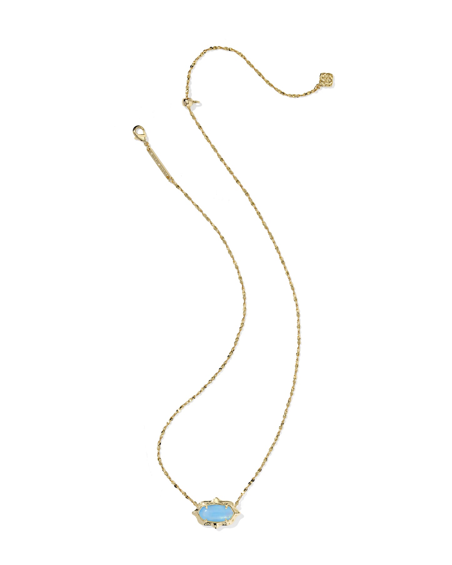 Kendra Scott ELISA SCALLOP FRAME SHORT PENDANT NECKLACE GOLD SKY BLUE IRIDESCENT ABALONE