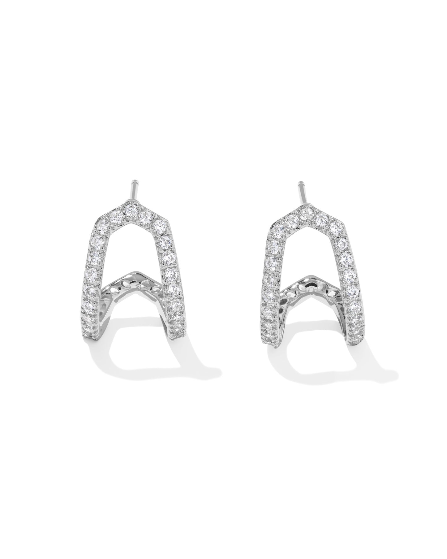 Kendra Scott DAPHNE PAVE HUGGIE EARRINGS SILVER WHITE CZ