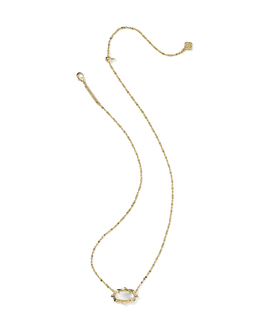 Kendra Scott ELISA SCALLOP FRAME SHORT PENDANT NECKLACE GOLD NATURAL MOTHER OF PEARL