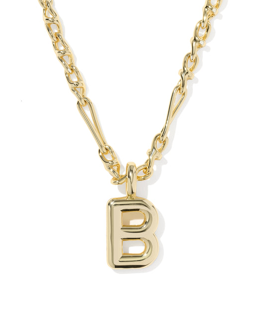 Kendra Scott BUBBLE LETTER SHORT PENDANT NECKLACE GOLD (Multiple Letters)