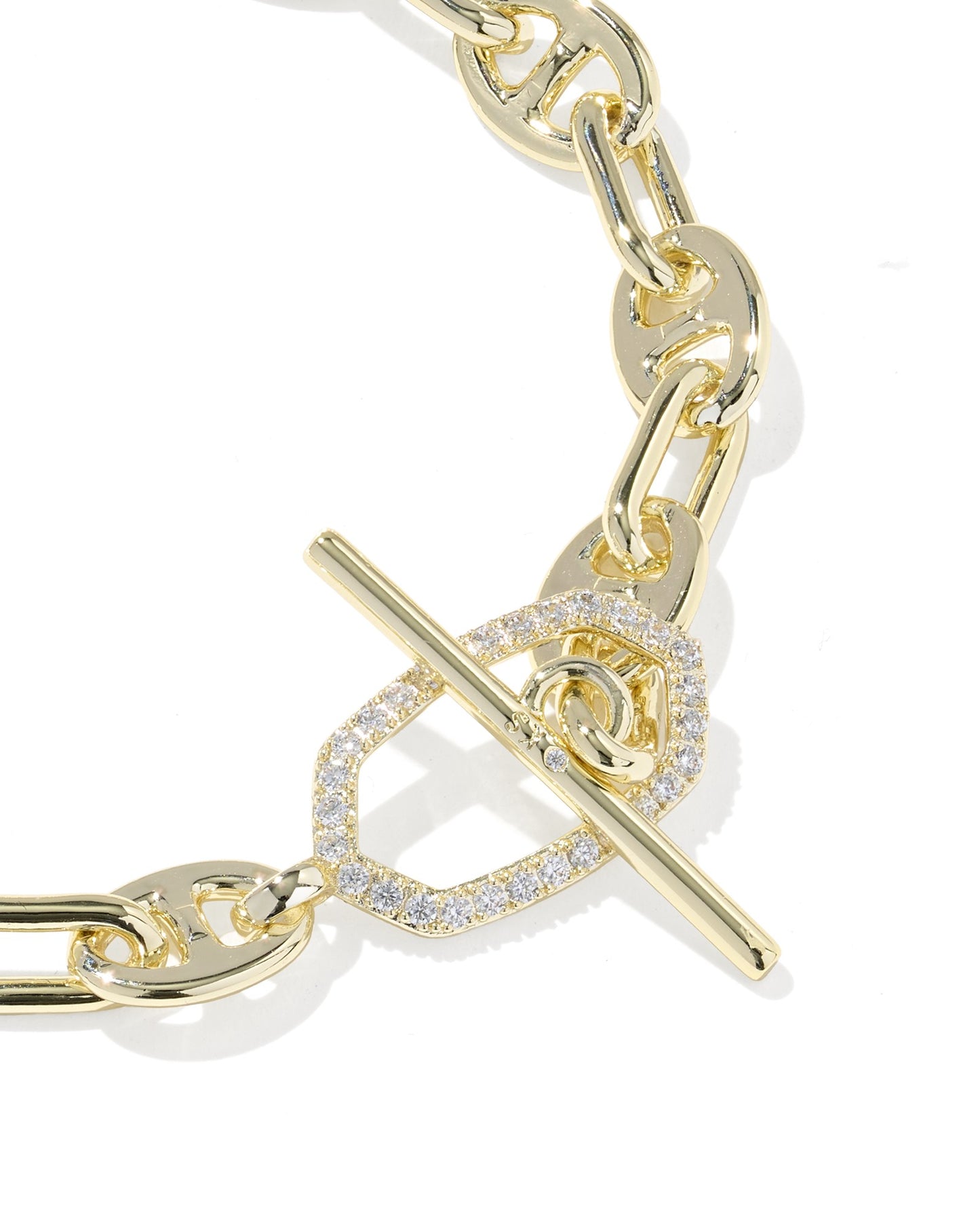Kendra Scott ELAINA TOGGLE LINK AND CHAIN BRACELET GOLD WHITE CZ