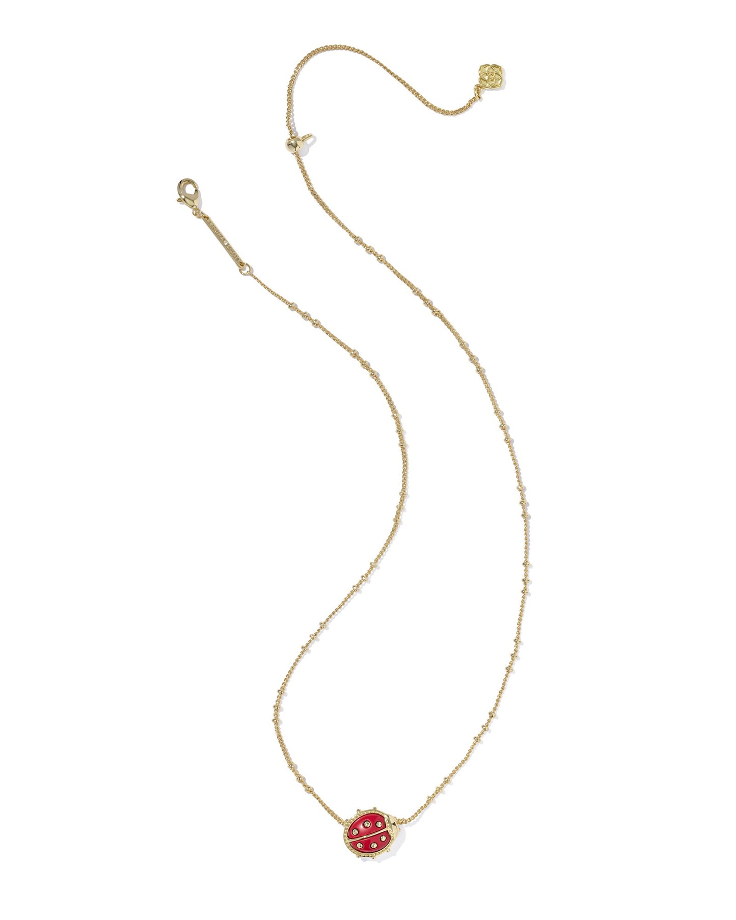 Kendra Scott LADYBUG SHORT PENDANT NECKLACE GOLD RED VERMILLION MAGNESITE