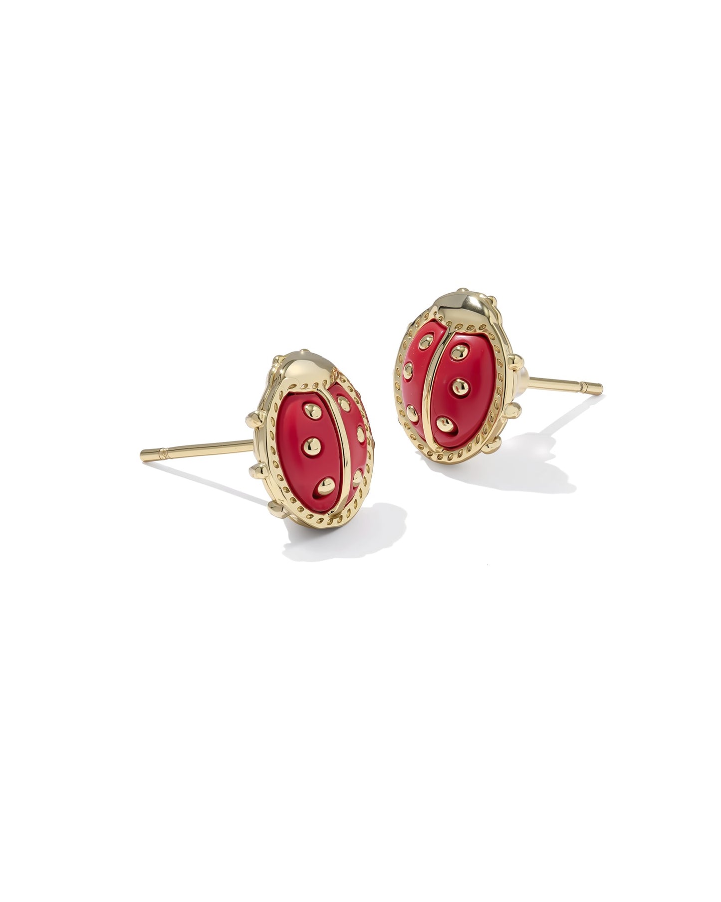 Kendra Scott LADYBUG STUD EARRINGS GOLD RED VERMILLION MAGNESITE