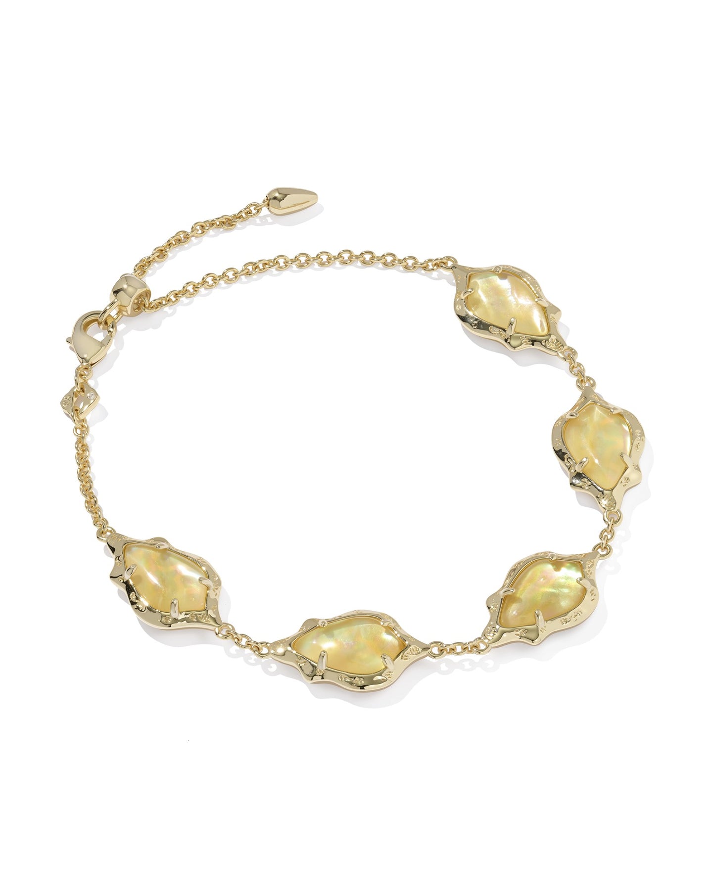 Kendra Scott ADRIANA SCALLOP FRAME DELICATE CHAIN BRACELET GOLD YELLOW IRIDESCENT ABALONE