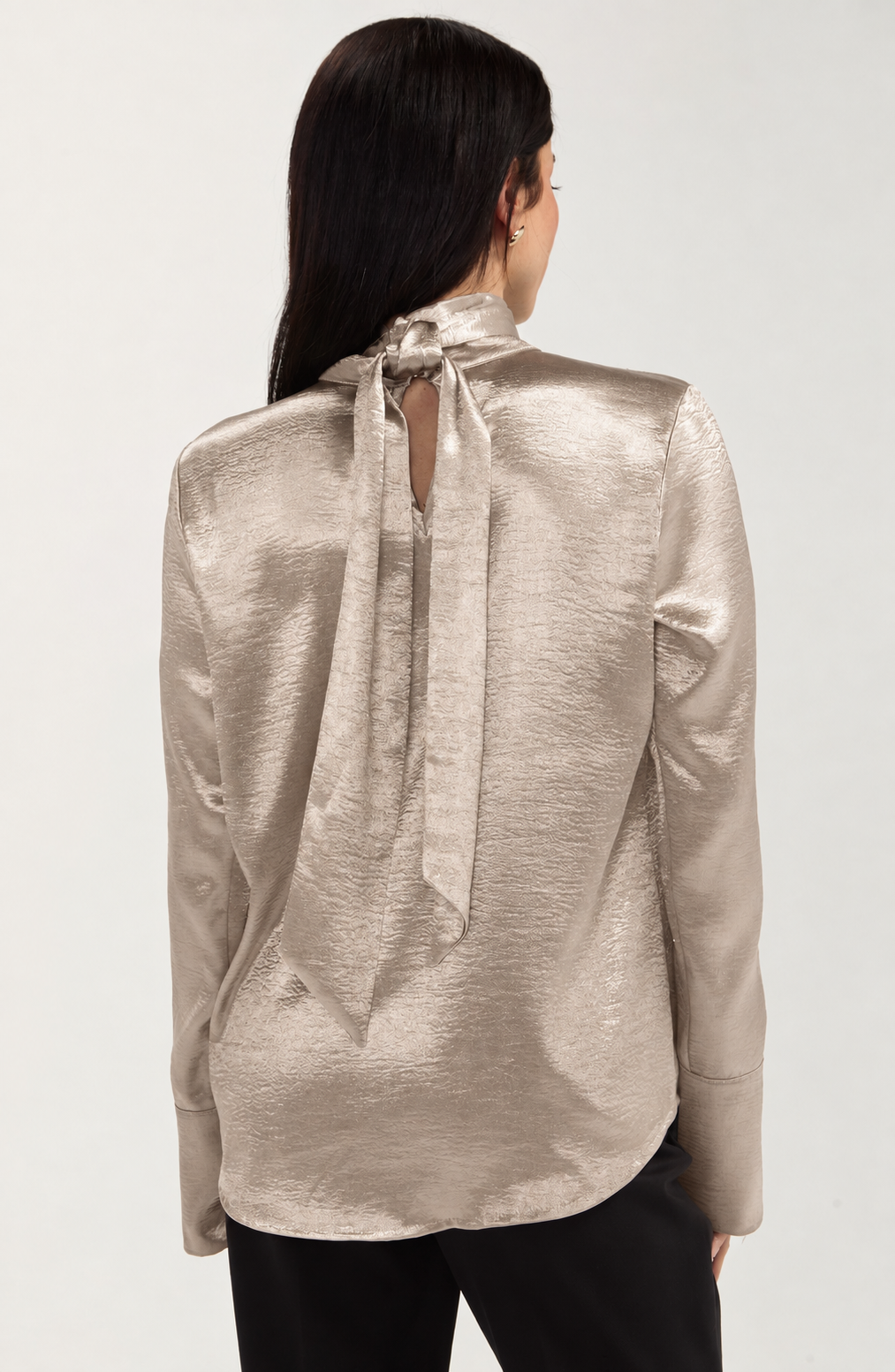 Liverpool Long Sleeve Woven Blouse W/ Back Necktie