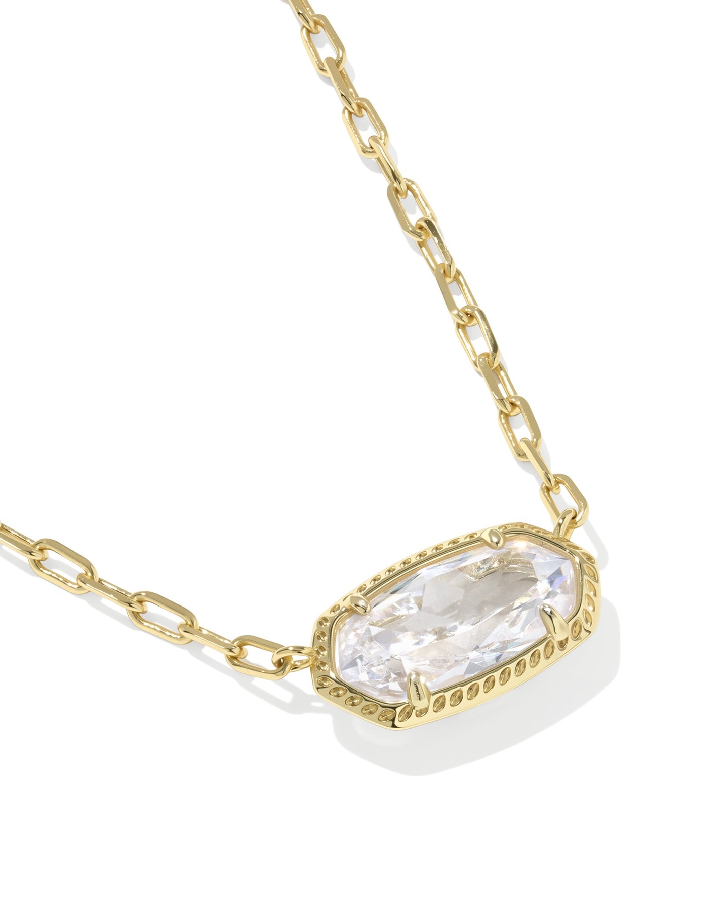 Kendra Scott ELISA LUXE SHORT PENDANT NECKLACE GOLD WHITE CZ