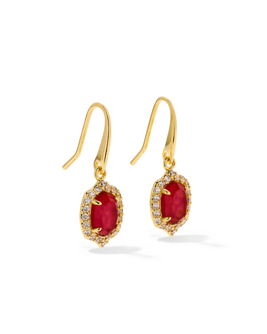 Kendra Scott DAPHNE CRYSTAL FRAME DROP EARRINGS GOLD DARK PINK ILLUSION
