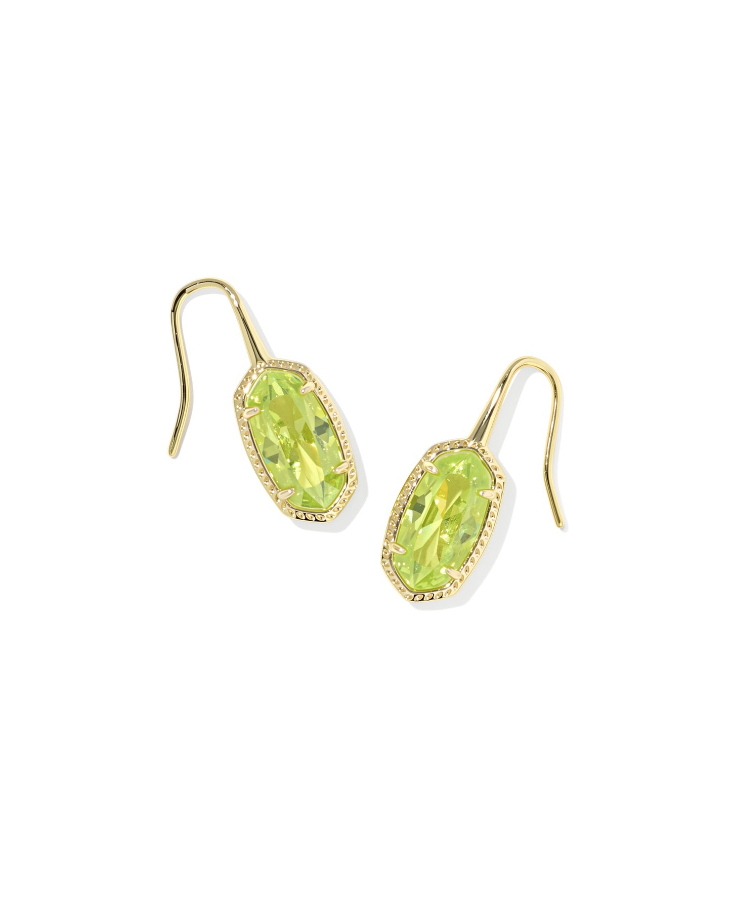 Kendra Scott LEE LUXE DROP EARRINGS GOLD LIGHT LIGHT GREEN CZ