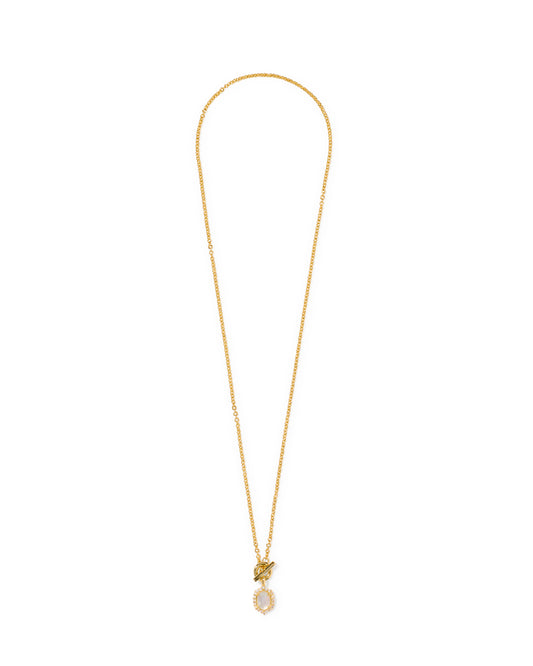 Kendra Scott DAPHNE CRYSTAL FRAME TOGGLE NECKLACE GOLD IVORY MOTHER OF PEARL