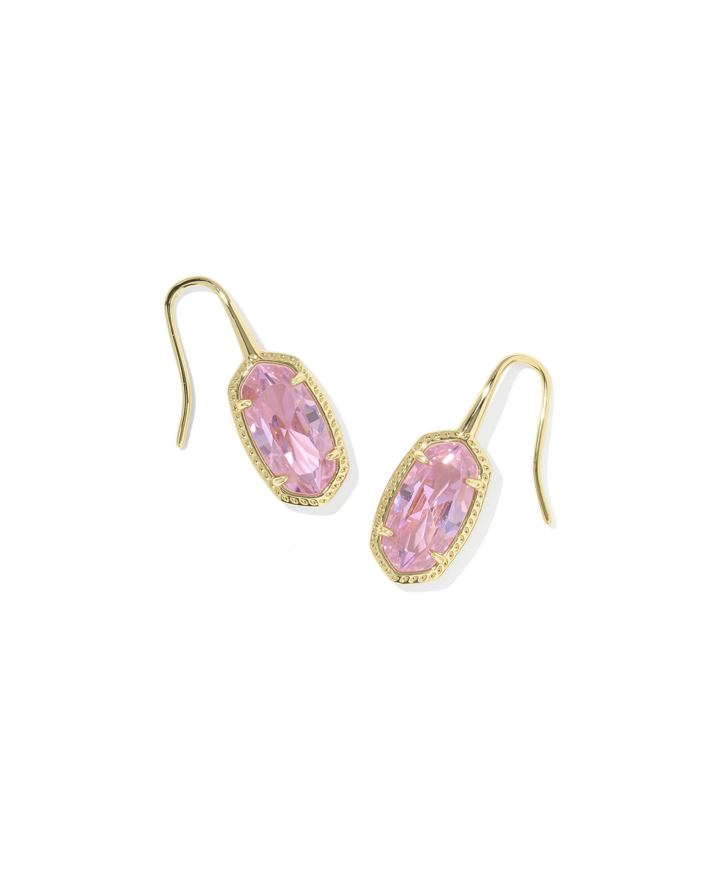 Kendra Scott LEE LUXE DROP EARRINGS GOLD LIGHT LIGHT PINK CZ