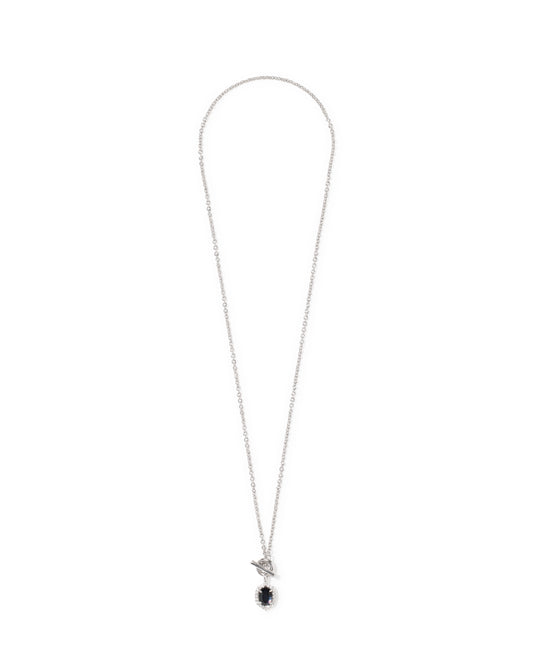 Kendra Scott DAPHNE CRYSTAL FRAME TOGGLE NECKLACE SILVER DARK INDIGO ILLUSION