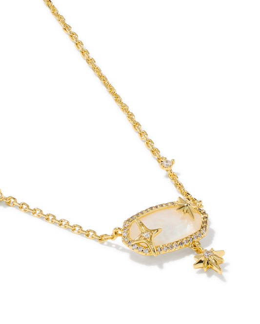 Kendra Scott ELISA STAR SHORT PENDANT NECKLACE GOLD CRYSTAL IVORY ILLUSION