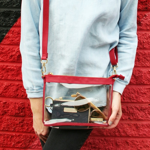 Small Crossbody - Clear PVC with Red and Gold Accents