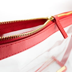 Small Crossbody - Clear PVC with Red and Gold Accents