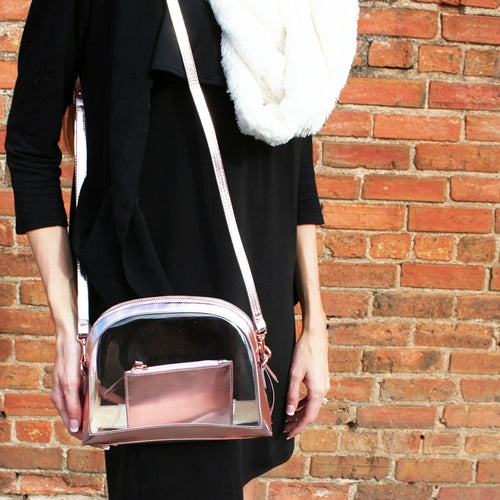 Half Moon Crossbody - Clear PVC with Rose Gold Accents
