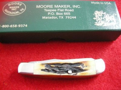 MOORE MAKER STAG TRAPPER FOLDING KNIFE