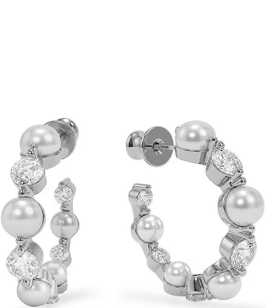 Melinda Maria She's An Icon Resin Pearl 1" Hoop Earrings in Gold/Silver