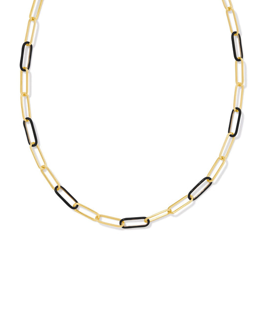 Kendra Scott AINSLEY CONVERTIBLE CHAIN NECKLACE GOLD BLACK or BURGDY ENAMEL