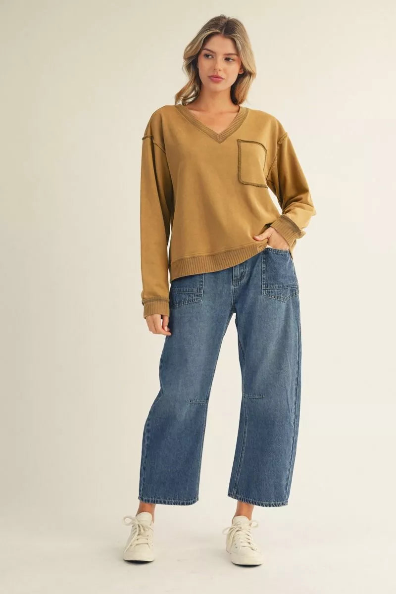 Drawstring Waist Barrel Jeans