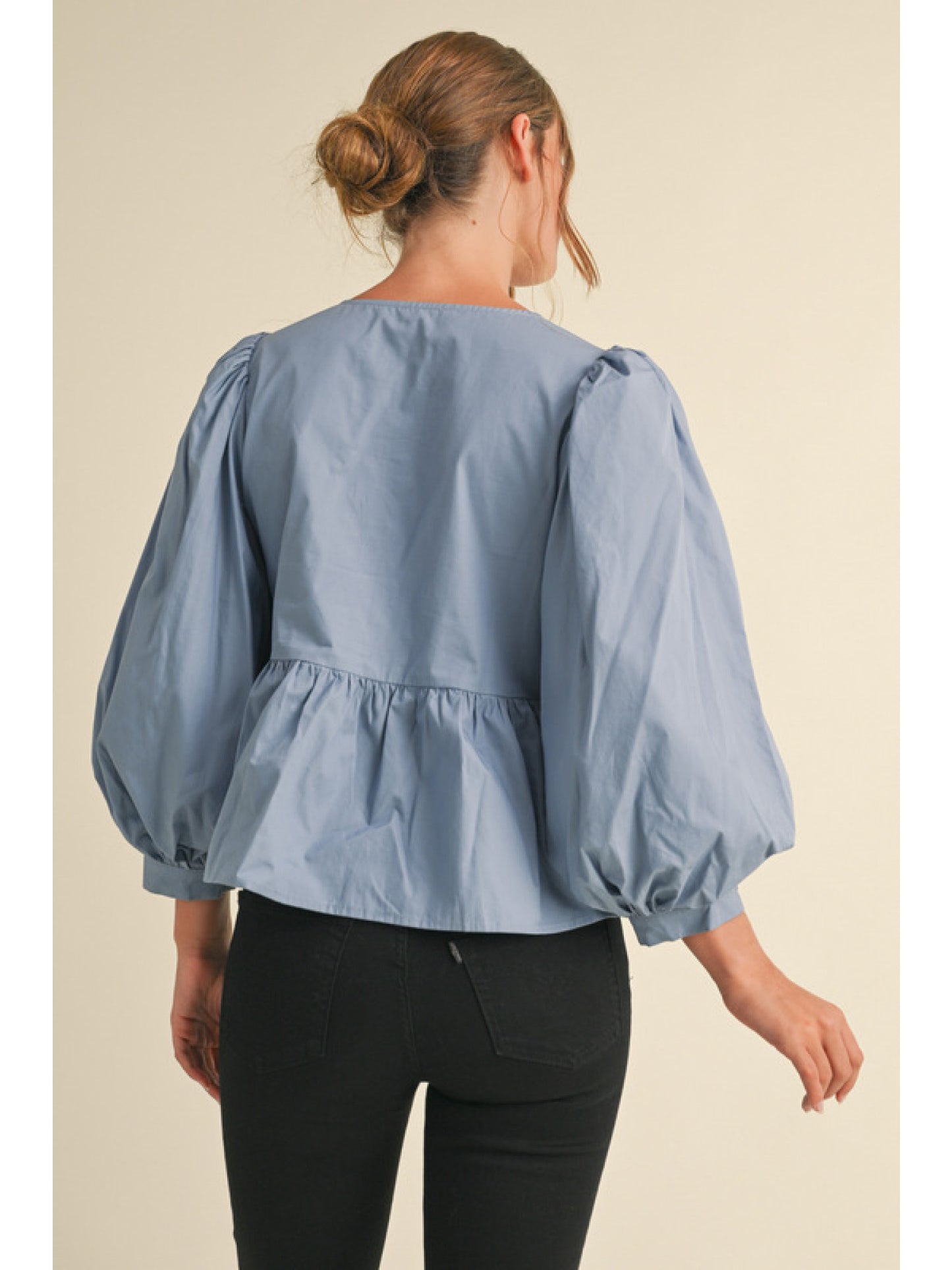 Bow Tie Top (Denim Blue or Olive)