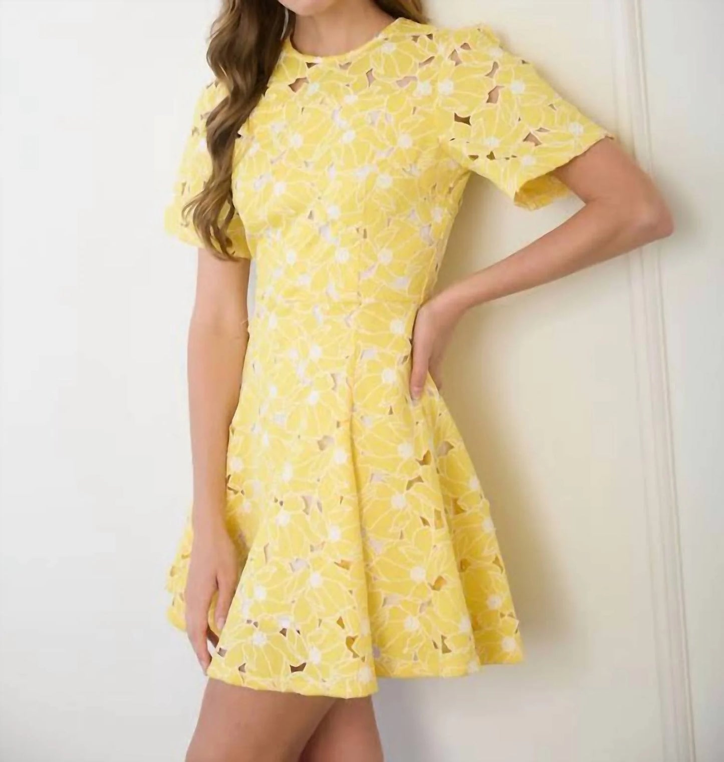 Sunshine Yellow Short Lace Dress