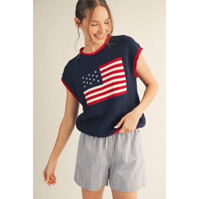 American Flag Sweater Top