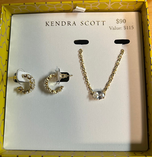 Kendra Scott CAILIN CRYSTAL GIFT SET GOLD or Silver WHITE CRYSTAL