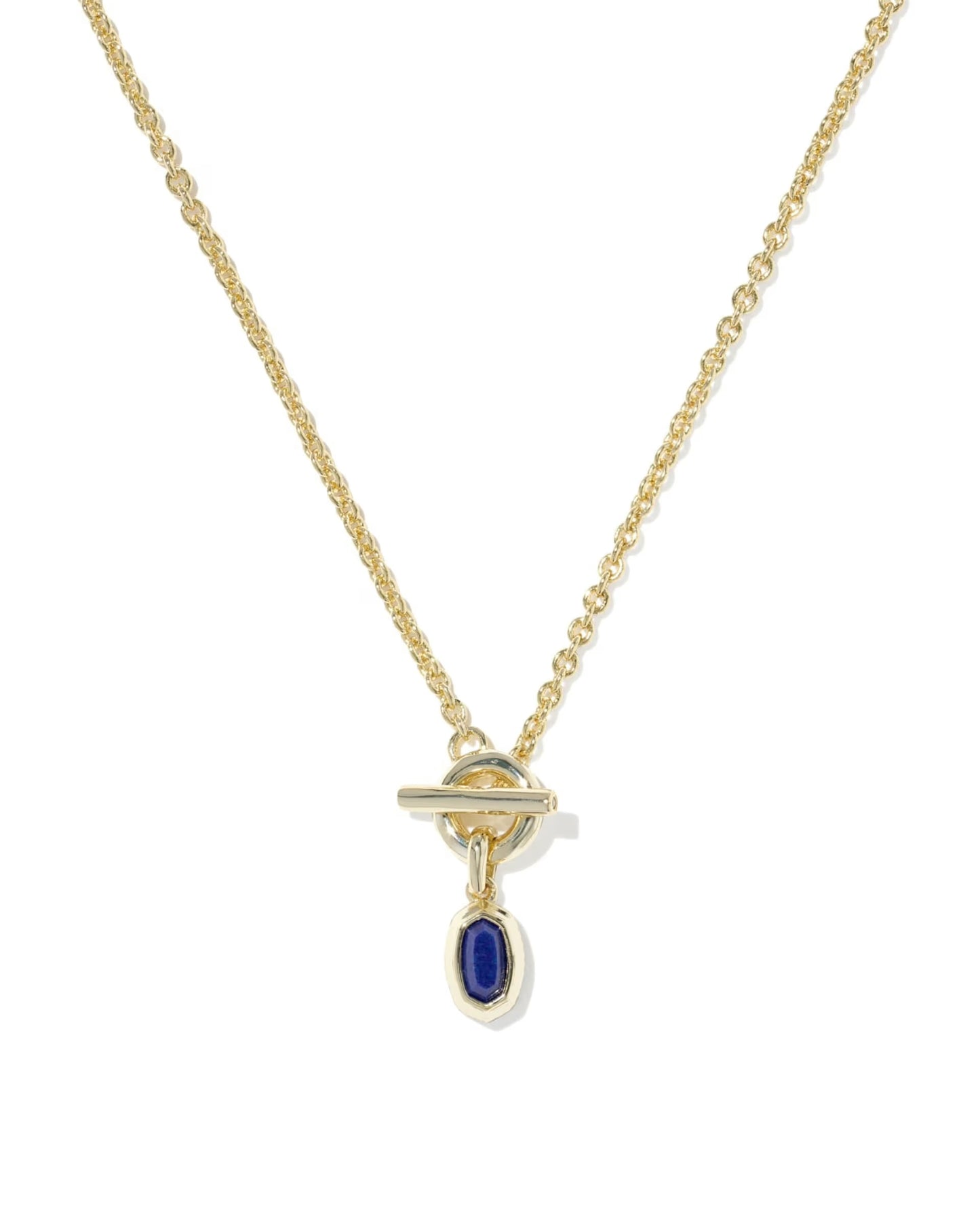 Kendra Scott Mini Elisa Gold Toggle Short Pendant Necklace in Gold Blue Lapis
