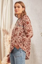 Amber Floral Embroidery Top