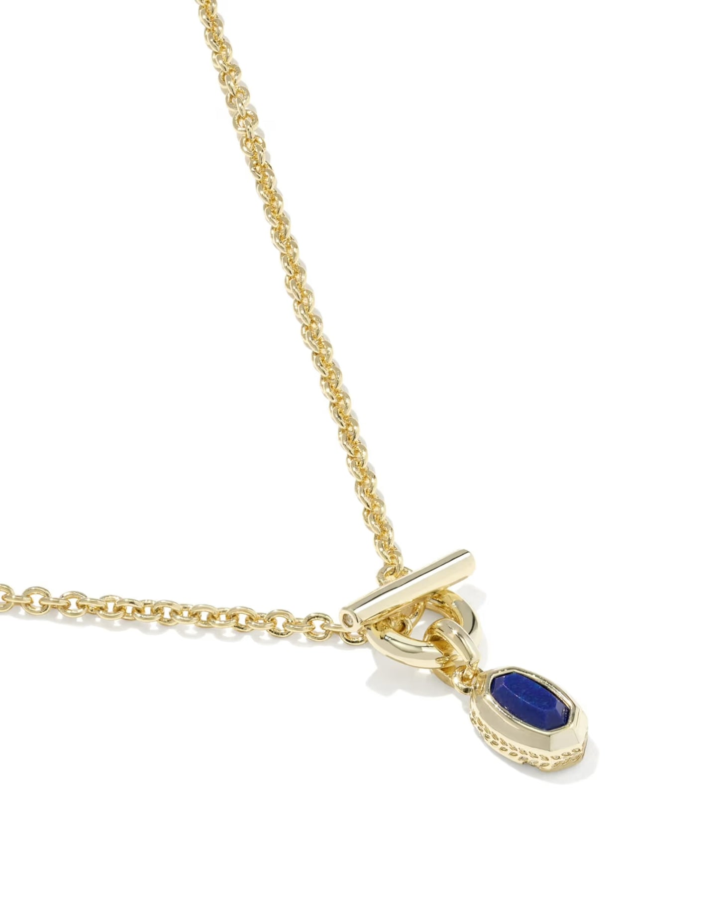 Kendra Scott Mini Elisa Gold Toggle Short Pendant Necklace in Gold Blue Lapis
