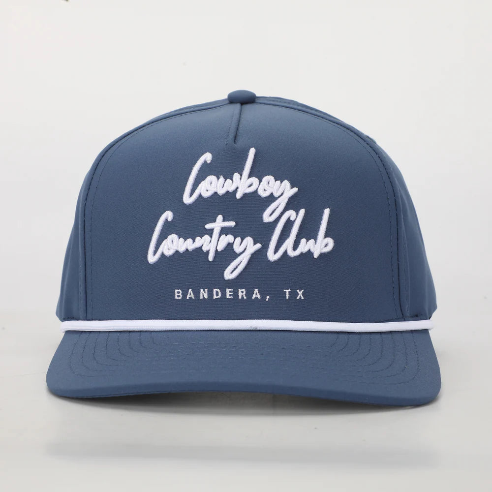 Cowboy Country Club Adjustable Cursive Roped Hat-Navy