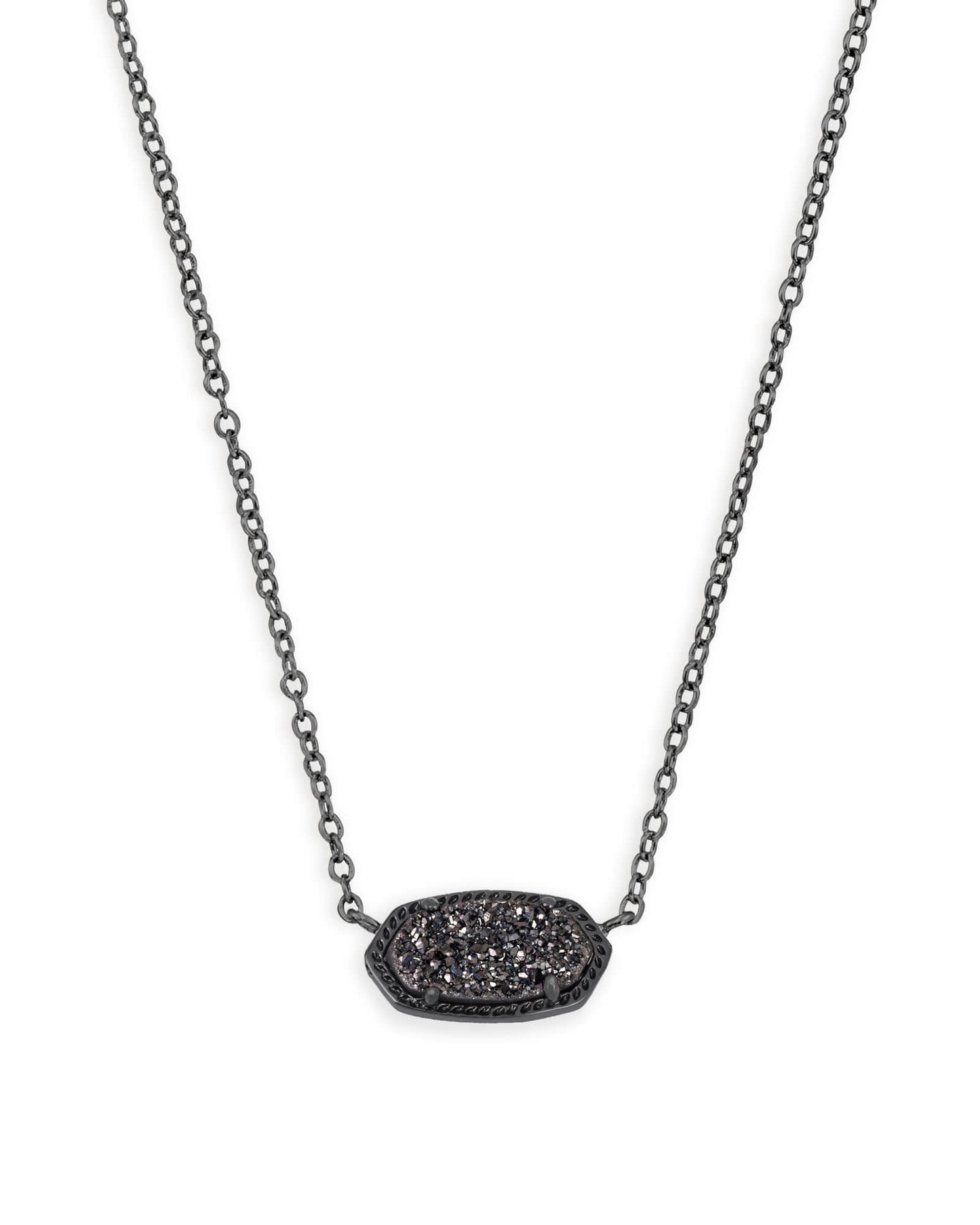 Kendra Scott ELISA SHORT PENDANT NECKLACE GUNMETAL BLACK DRUSY