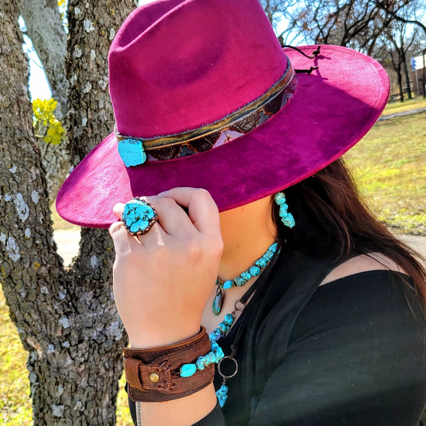 Chunky Beaded Turquoise Stone Earrings 224b