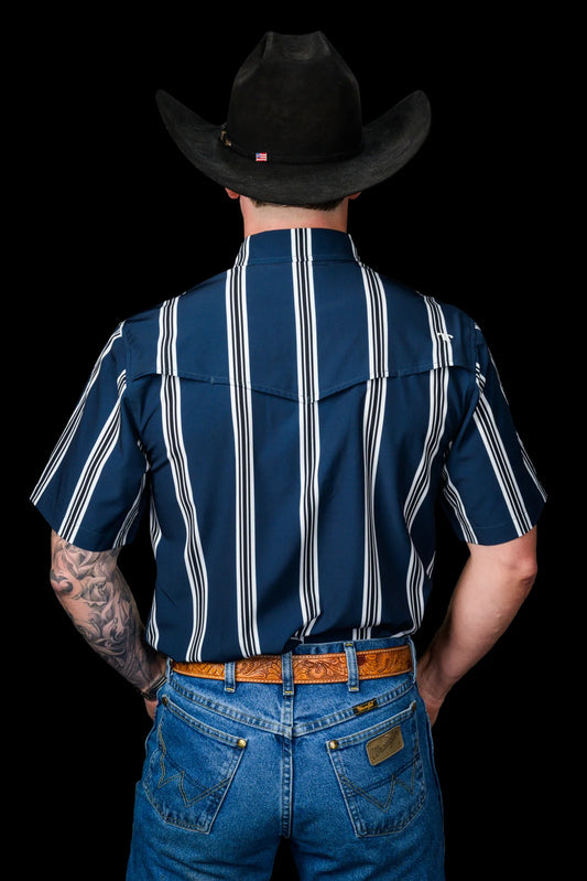 Ferrell THE HATFIELD SHORT SLEEVE PEARL SNAP SHIRT IN BLUE
