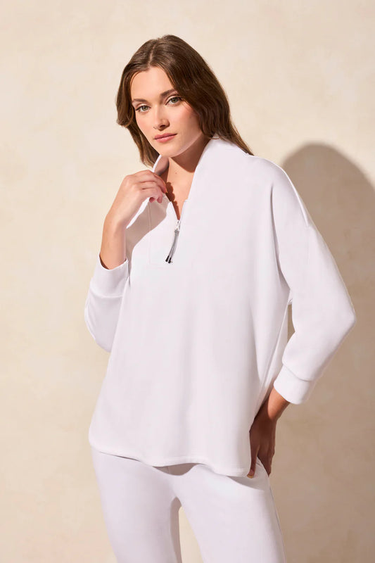 TRIBAL TECHNO LUX ZIP-FRONT FUNNEL NECK DOLMAN TOP