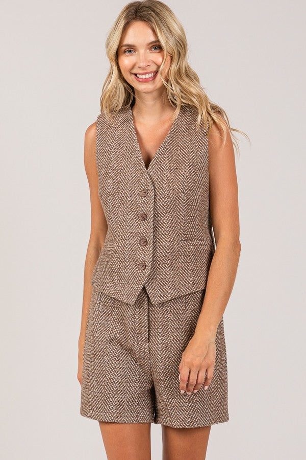 Herringbone Tweed Tailored Vest