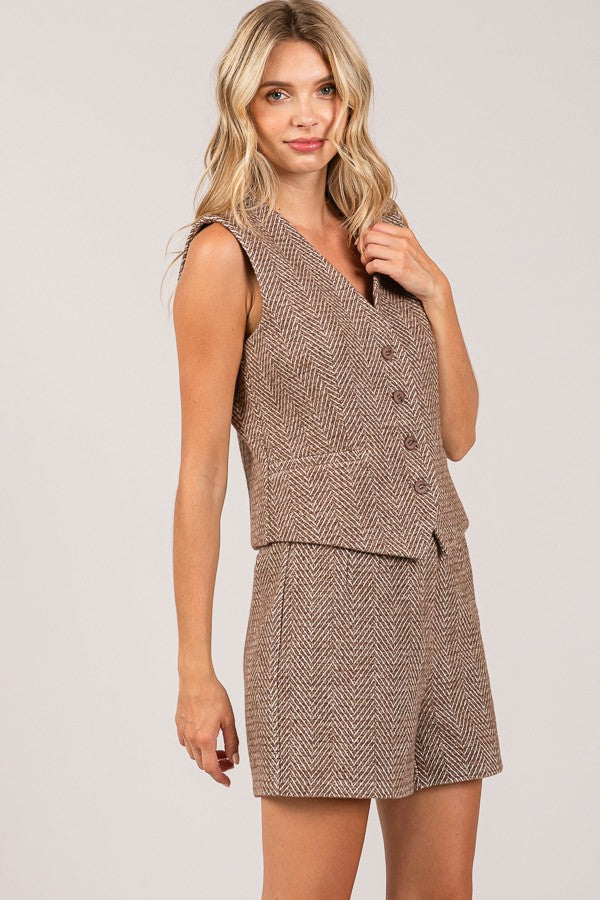 Herringbone Tweed Tailored Vest
