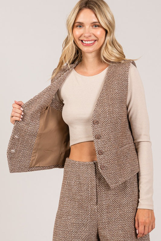 Herringbone Tweed Tailored Vest