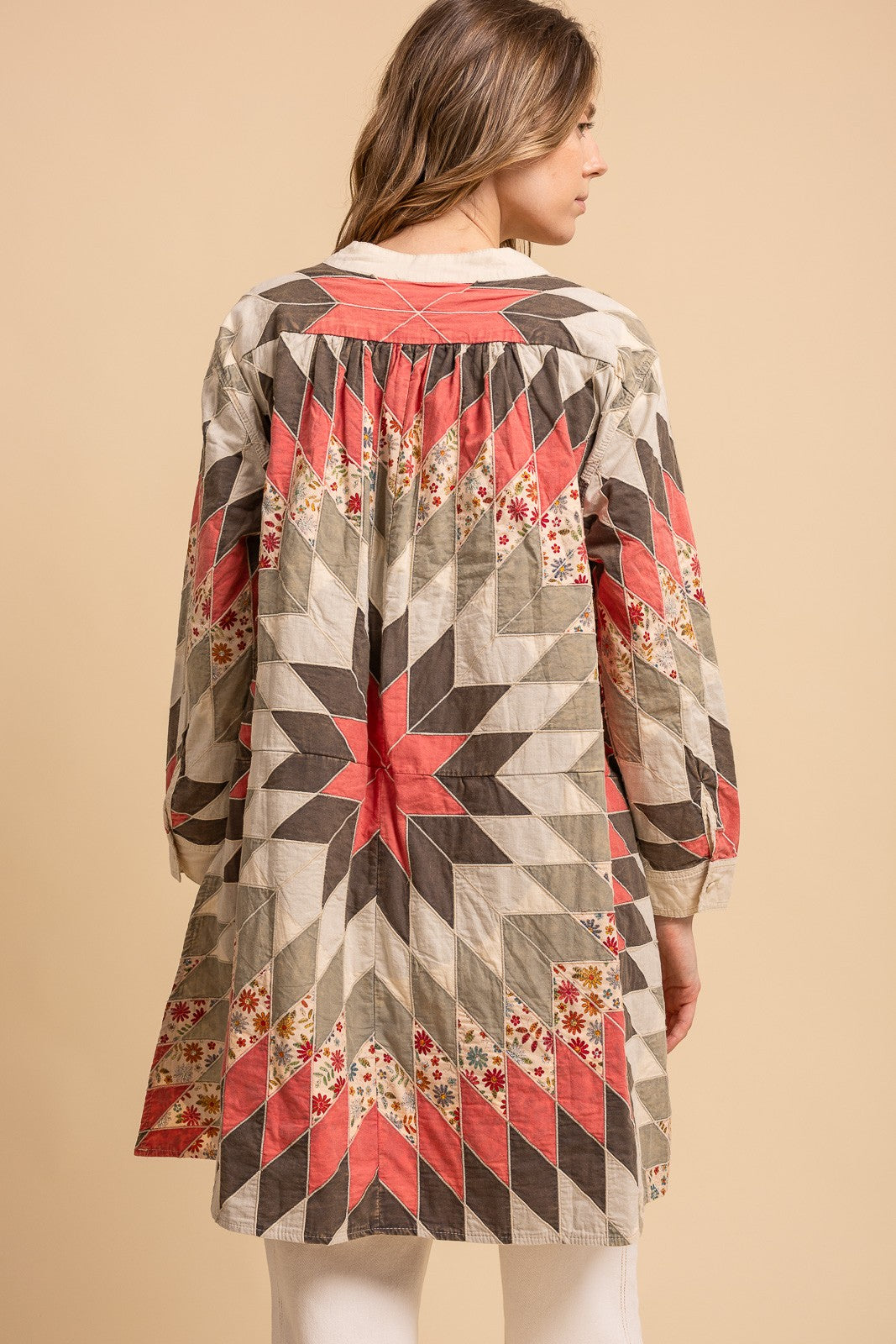 Quiltwork Vintage Inspired High-low Tunic Top