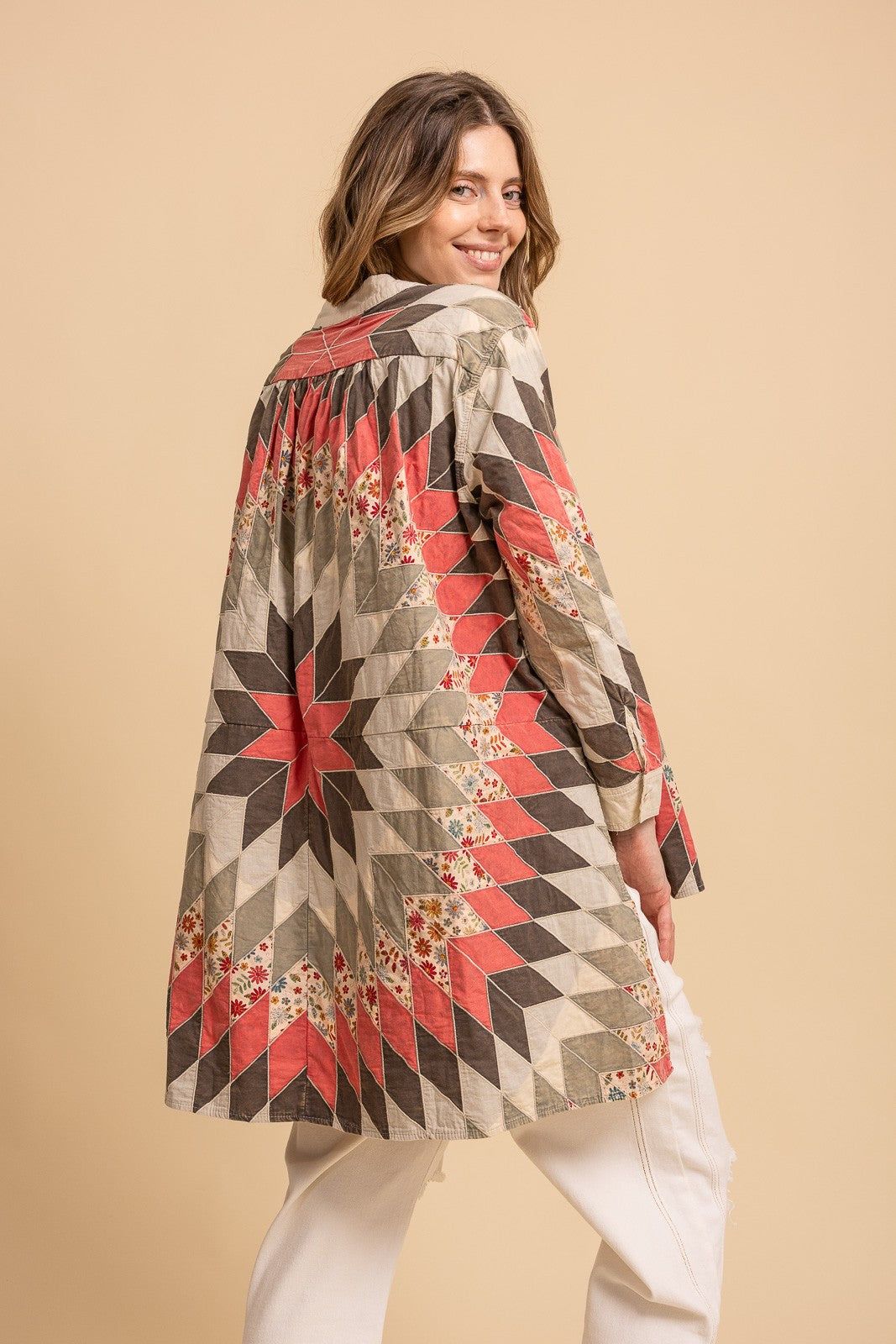 Quiltwork Vintage Inspired High-low Tunic Top