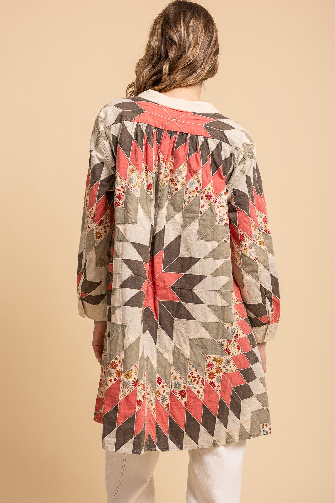 Quiltwork Vintage Inspired High-low Tunic Top