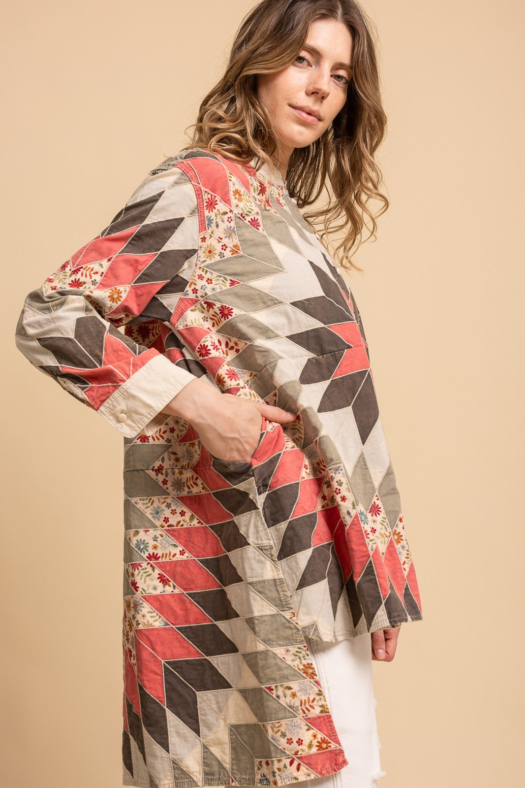 Quiltwork Vintage Inspired High-low Tunic Top