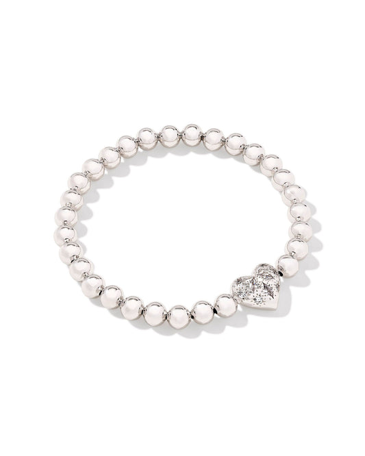 Holland Heart Stretch Bracelet in White Crystal (Gold or Silver)